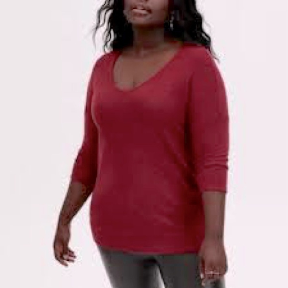 Torrid red speckled Super Soft Plush 3/4 sleeve knit top, size 3=XL.